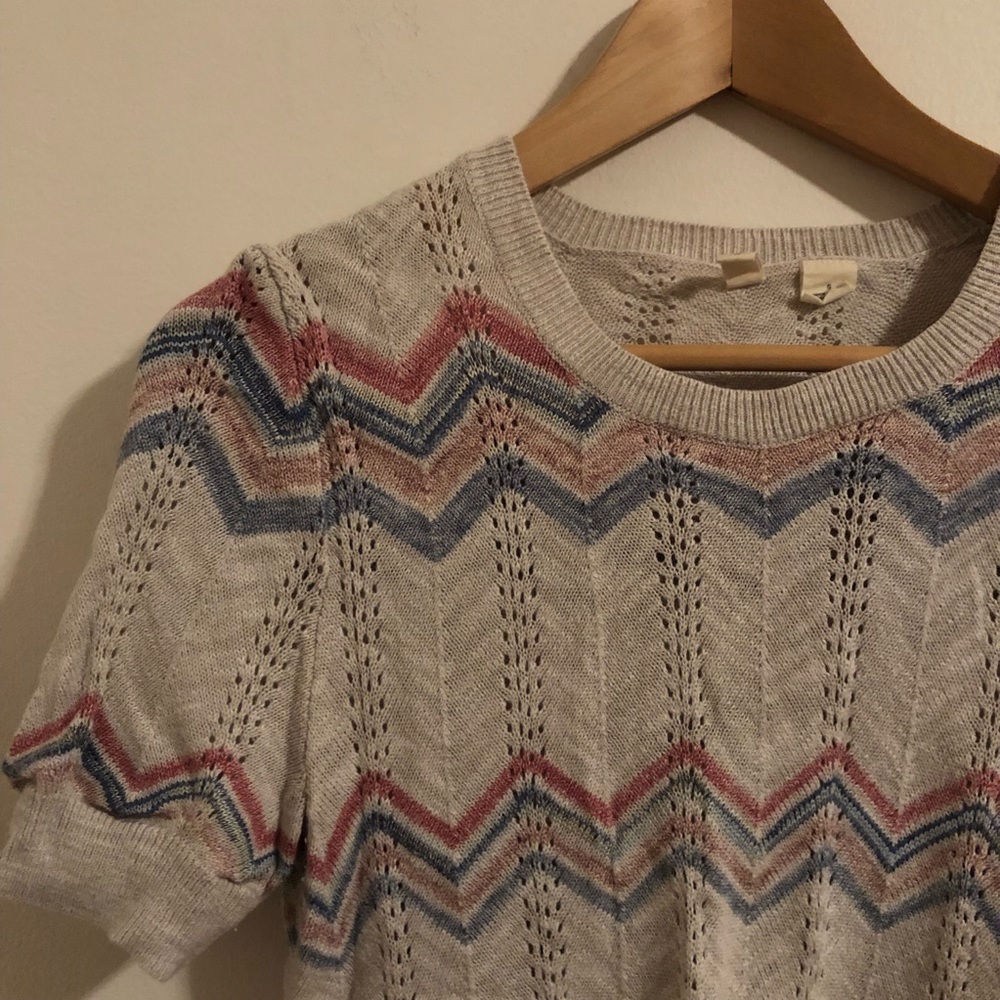 Anthropologie Pointelle Chevron Pullover Sweater